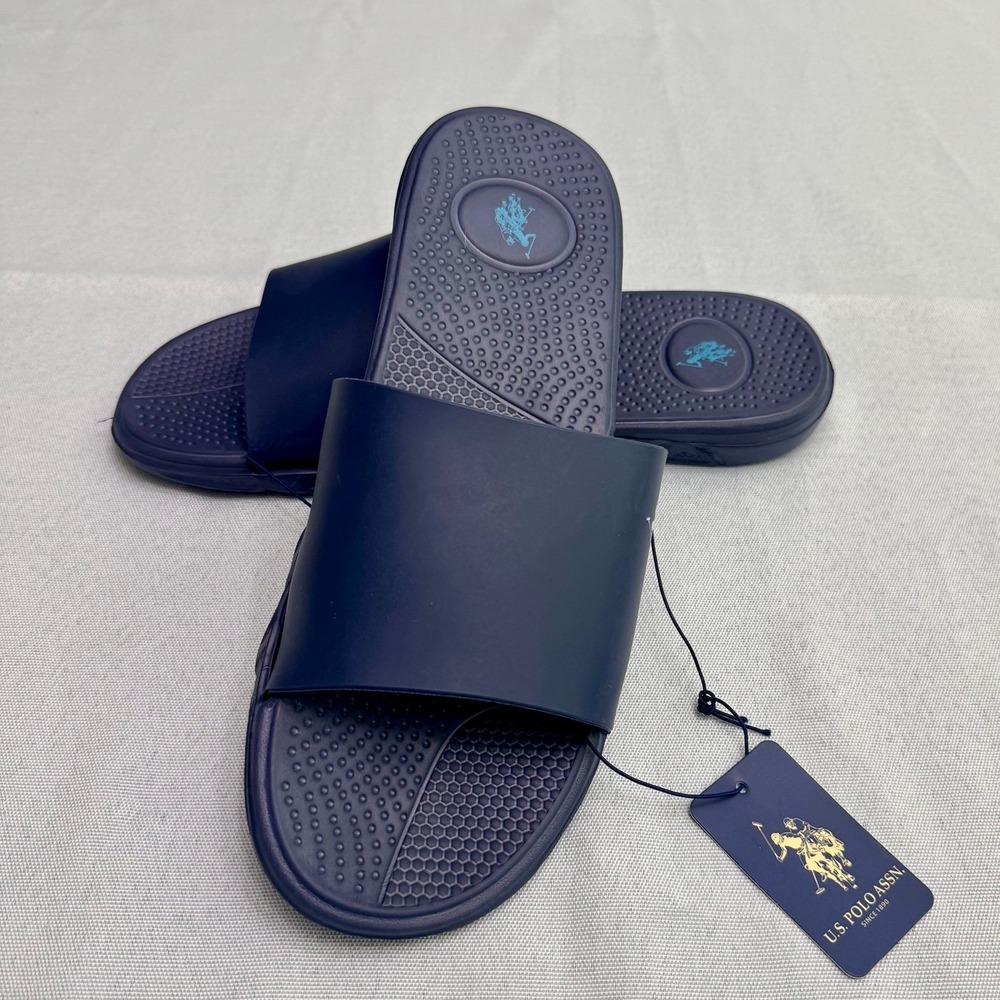 New Men's Slides U.S Polo navy blue size Men's size 13-14